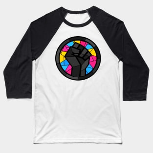 BLM Stained Glass Fist (Pan) Baseball T-Shirt